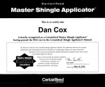 Certainteed Master Shingle Applicator Certificate