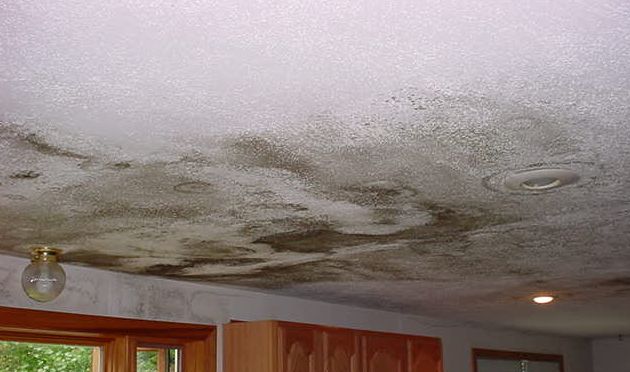 Waterlogged ceiling caused by a leaky roof